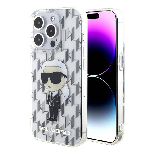 Apple iPhone 15 Pro Max Kılıf Karl Lagerfeld IML İkonik Monogram Orjinal Lisanslı Kapak Renksiz