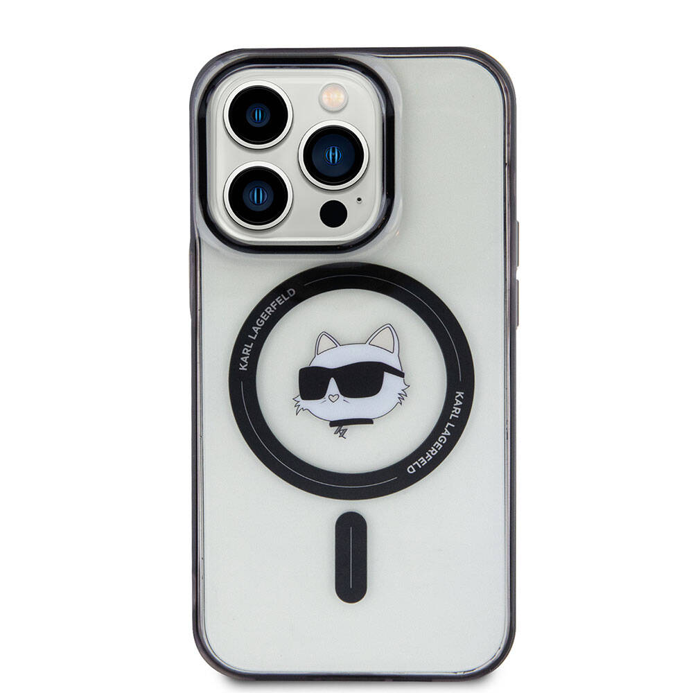 Apple iPhone 15 Pro Max Kılıf Karl Lagerfeld M-safe Şarj Özellikli IML Choupette Orjinal Lisanslı Kapak Renksiz