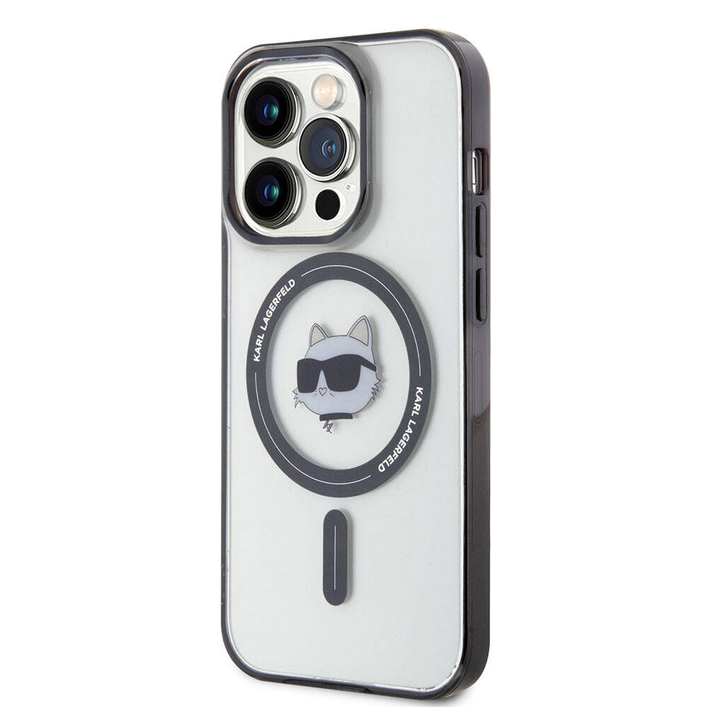 Apple iPhone 15 Pro Max Kılıf Karl Lagerfeld M-safe Şarj Özellikli IML Choupette Orjinal Lisanslı Kapak Renksiz