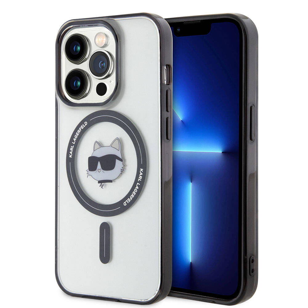 Apple iPhone 15 Pro Max Kılıf Karl Lagerfeld M-safe Şarj Özellikli IML Choupette Orjinal Lisanslı Kapak Renksiz
