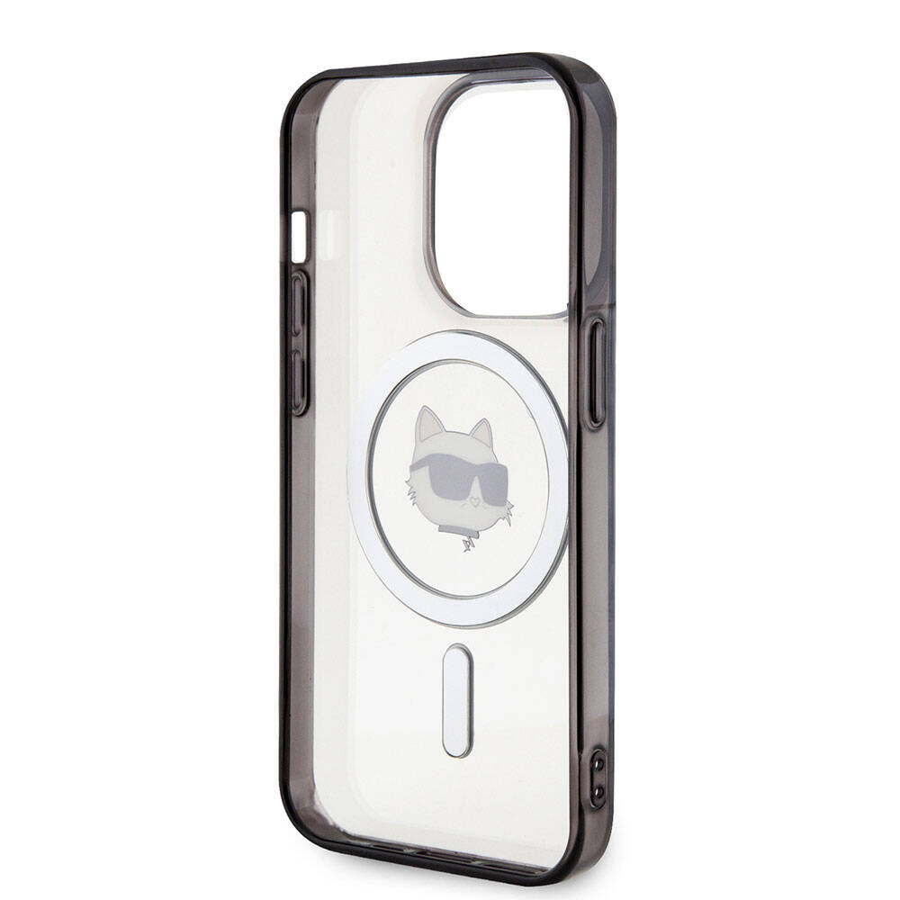 Apple iPhone 15 Pro Max Kılıf Karl Lagerfeld M-safe Şarj Özellikli IML Choupette Orjinal Lisanslı Kapak Renksiz