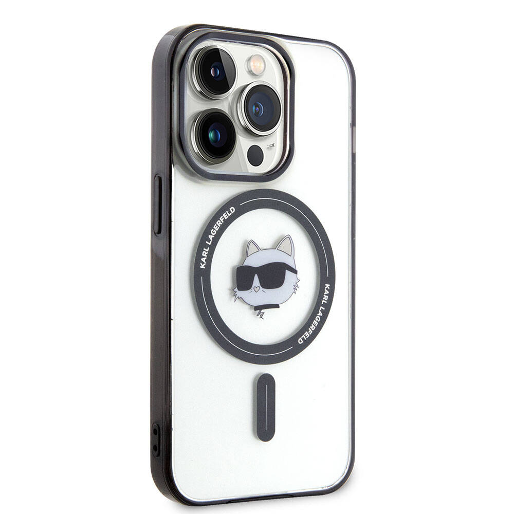 Apple iPhone 15 Pro Max Kılıf Karl Lagerfeld M-safe Şarj Özellikli IML Choupette Orjinal Lisanslı Kapak Renksiz