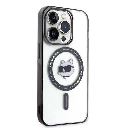 Apple iPhone 15 Pro Max Kılıf Karl Lagerfeld M-safe Şarj Özellikli IML Choupette Orjinal Lisanslı Kapak Renksiz