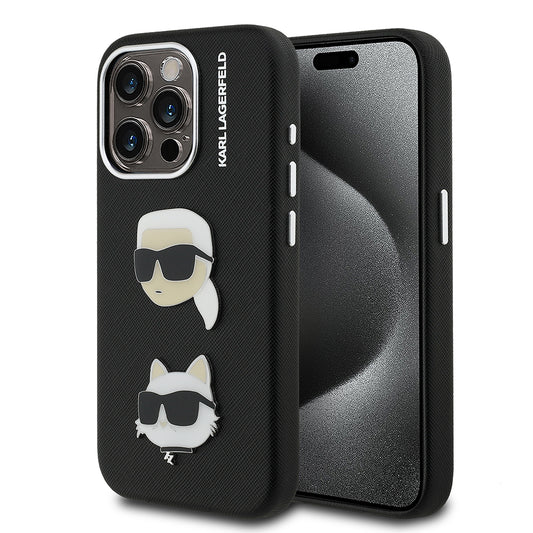 Apple iPhone 15 Pro Max Kılıf Karl Lagerfeld Orjinal Lisanslı K&C Heads Pin Kapak