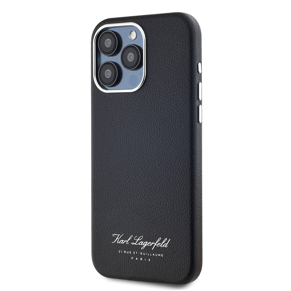 Apple iPhone 15 Pro Max Kılıf Karl Lagerfeld Orjinal Lisanslı KL Yazılı Hotel Kapak Siyah