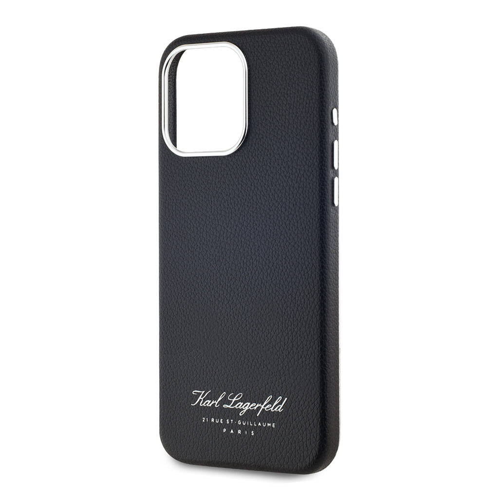 Apple iPhone 15 Pro Max Kılıf Karl Lagerfeld Orjinal Lisanslı KL Yazılı Hotel Kapak Siyah