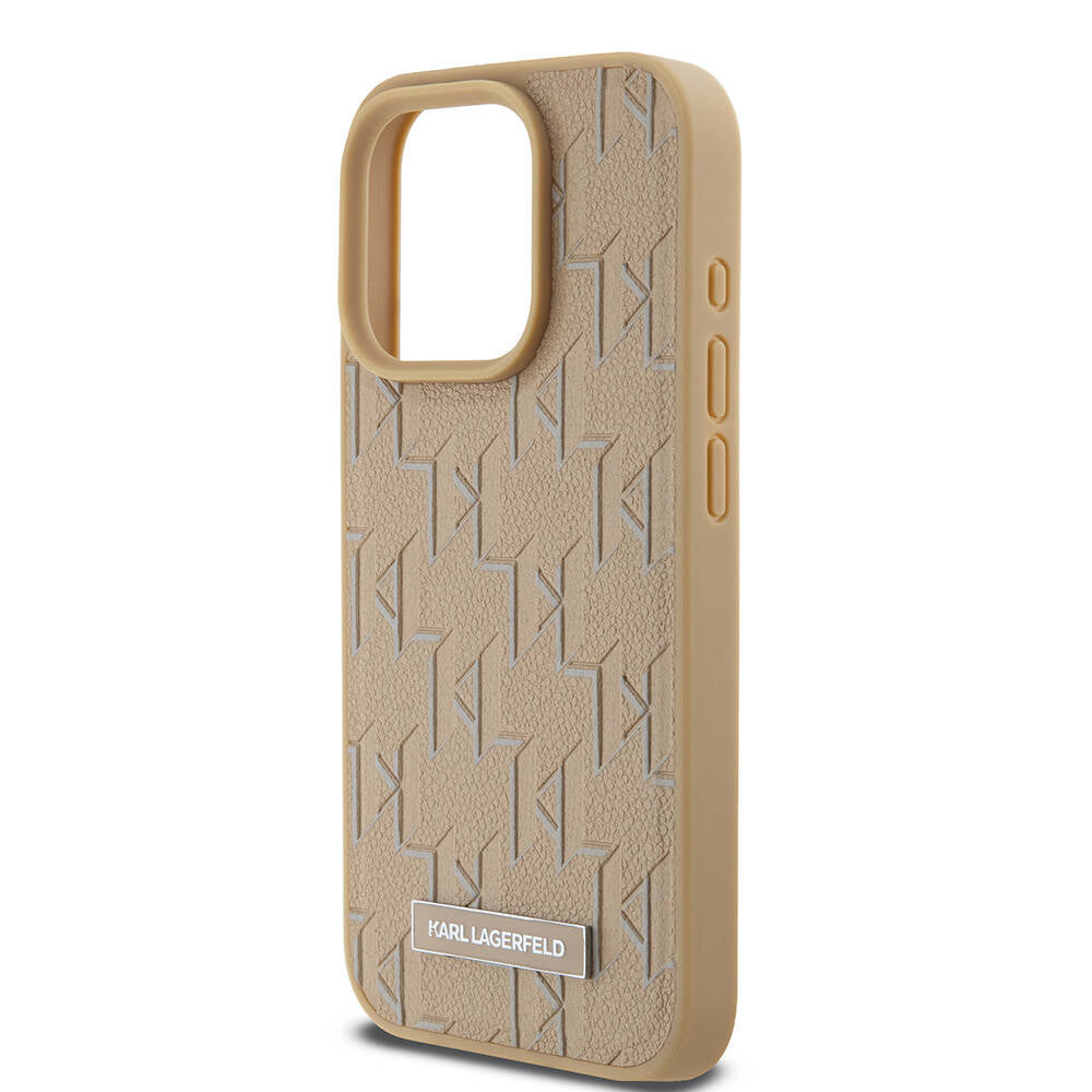 Apple iPhone 15 Pro Max Kılıf Karl Lagerfeld Orjinal Lisanslı M-safe Şarj Özellikli KL Yazılı Hot Stamp Kapak Siyah