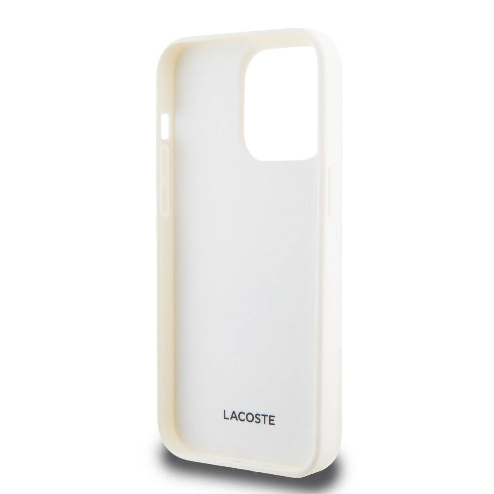 Apple iPhone 15 Pro Max Kılıf Lacoste Orjinal Lisanslı M-safe Şarj Özellikli PU Deri Görünümlü Kartlıklı Karışık Monogram Desenli Kapak Siyah