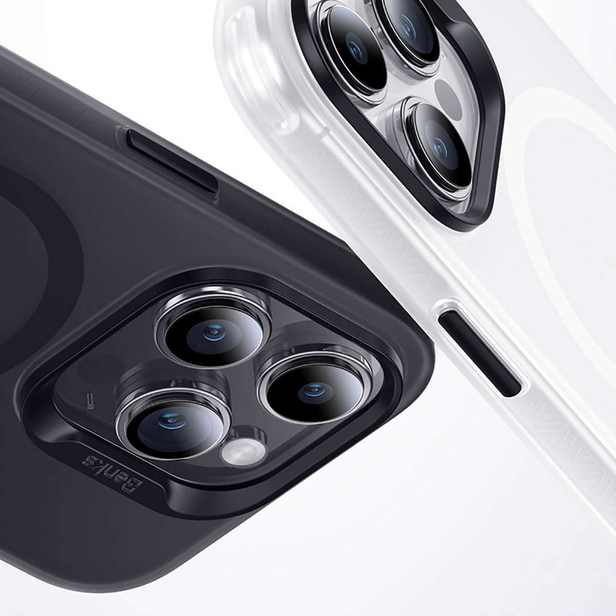 Apple iPhone 15 Pro Max Kılıf M-safe Şarj Özellikli Benks Lucid Armor Kapak Gri