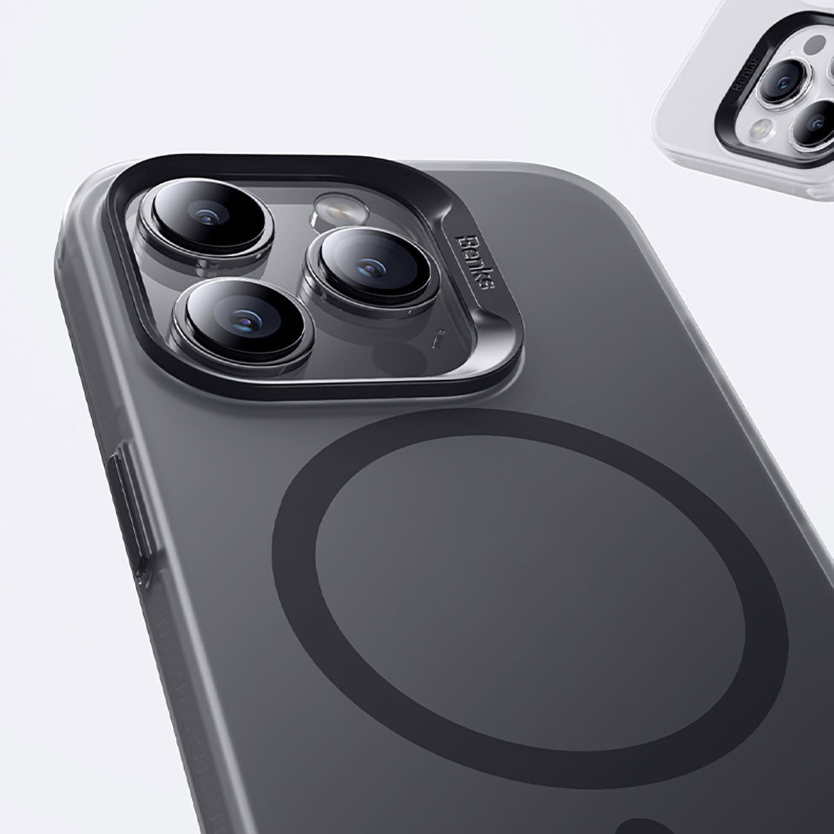 Apple iPhone 15 Pro Max Kılıf M-safe Şarj Özellikli Benks Lucid Armor Kapak Gri
