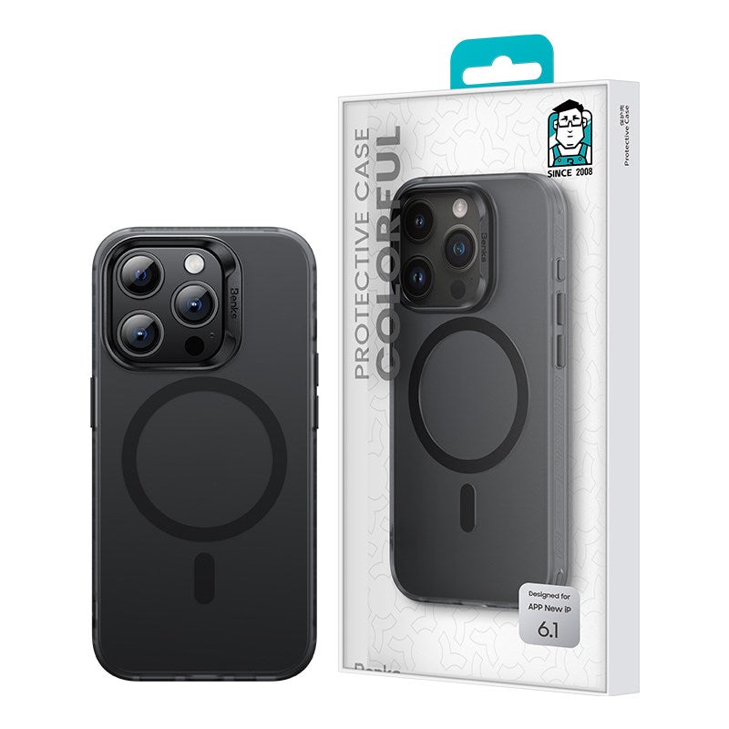 Apple iPhone 15 Pro Max Kılıf M-safe Şarj Özellikli Benks Lucid Armor Kapak Beyaz