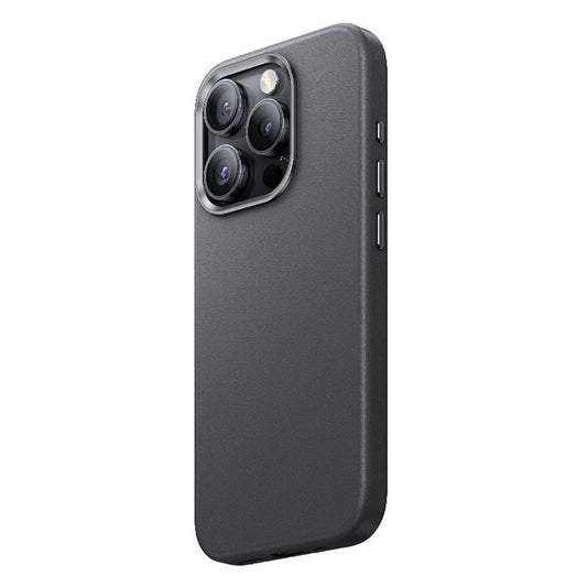 Apple iPhone 15 Pro Max Kılıf M-safe Şarj Özellikli Benks Vintage Leather Kapak Gri