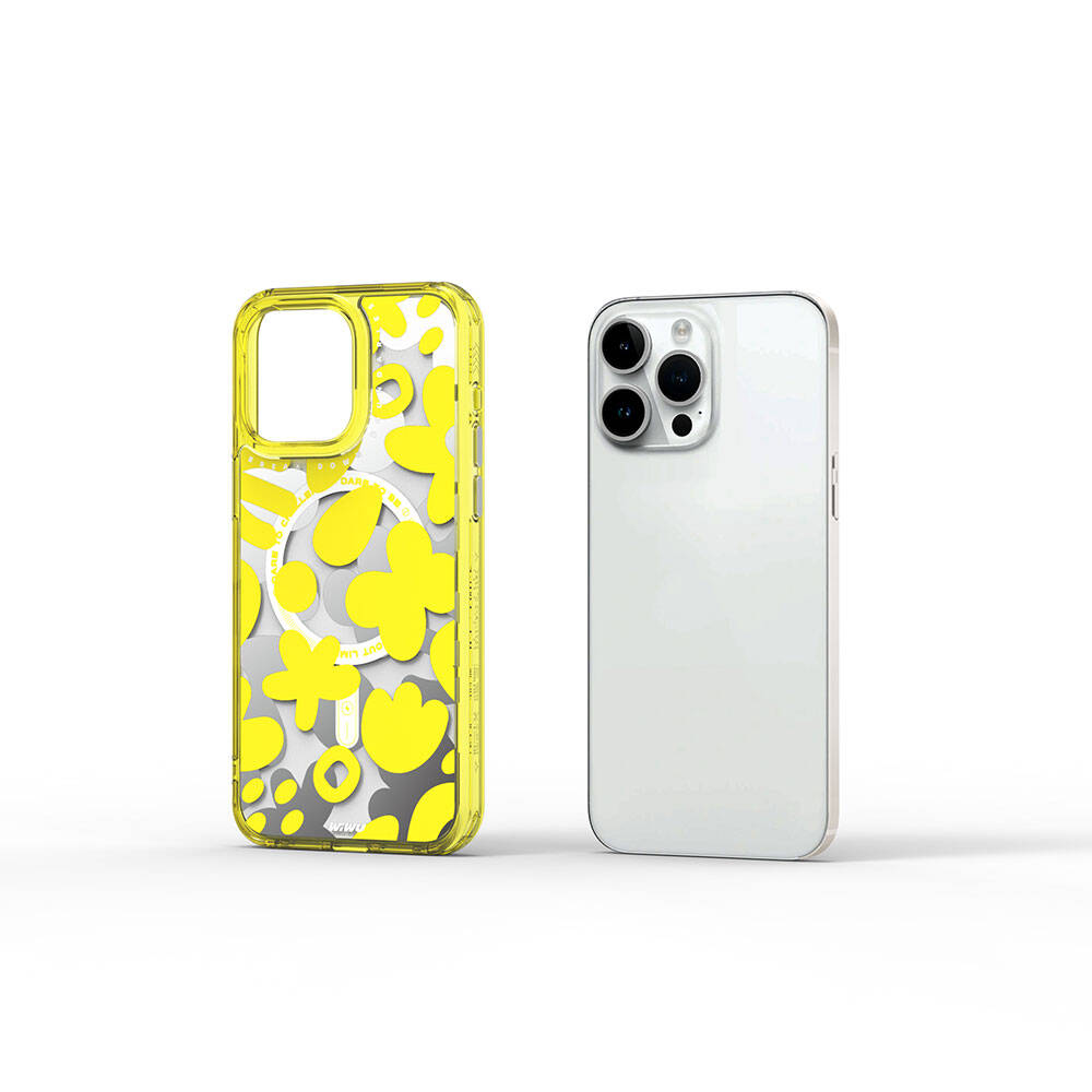 Apple iPhone 15 Pro Max Kılıf M-safe Şarj Özellikli Boya Desenli Wiwu Fluorescent G Serisi Kapak Mor