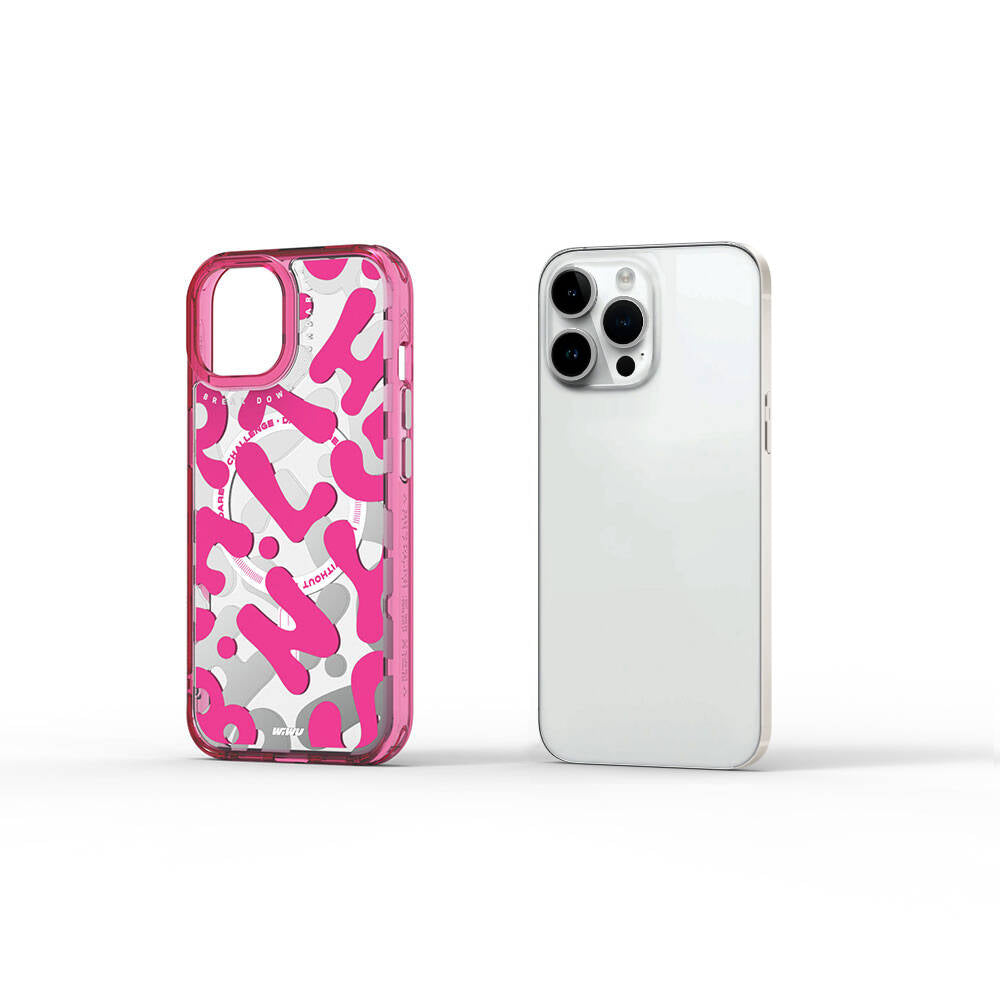 Apple iPhone 15 Pro Max Kılıf M-safe Şarj Özellikli Boya Desenli Wiwu Fluorescent G Serisi Kapak Sarı