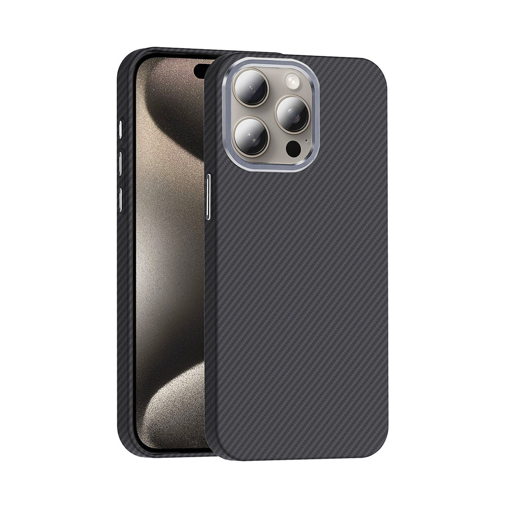 Apple iPhone 15 Pro Max Kılıf M-safe Şarj Özellikli Karbon Fiber Görünümlü Zore Gros Kapak