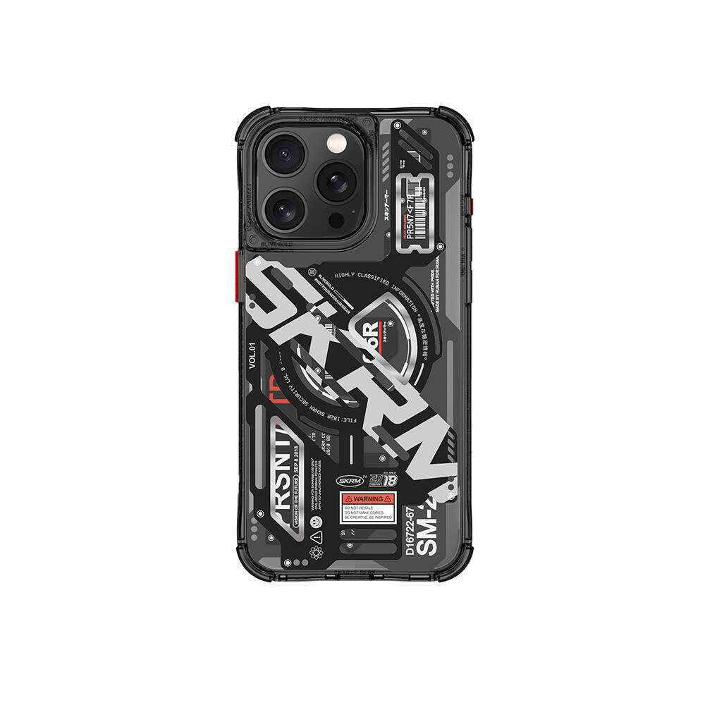 Apple iPhone 15 Pro Max Kılıf M-safe Şarj Özellikli Katmanlı Makine Temalı SkinArma Ekho Kapak Renksiz
