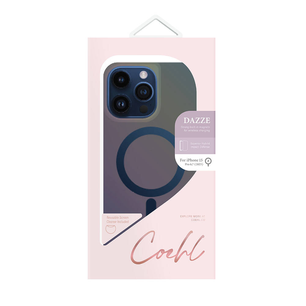 Apple iPhone 15 Pro Max Kılıf M-safe Şarj Özellikli Mistik Mor Renkli Coehl Dazze Kapak Mavi