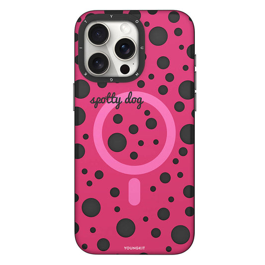 Apple iPhone 15 Pro Max Kılıf M-safe Şarj Özellikli Polka Dot Desenli Youngkit Spots Serisi Kapak