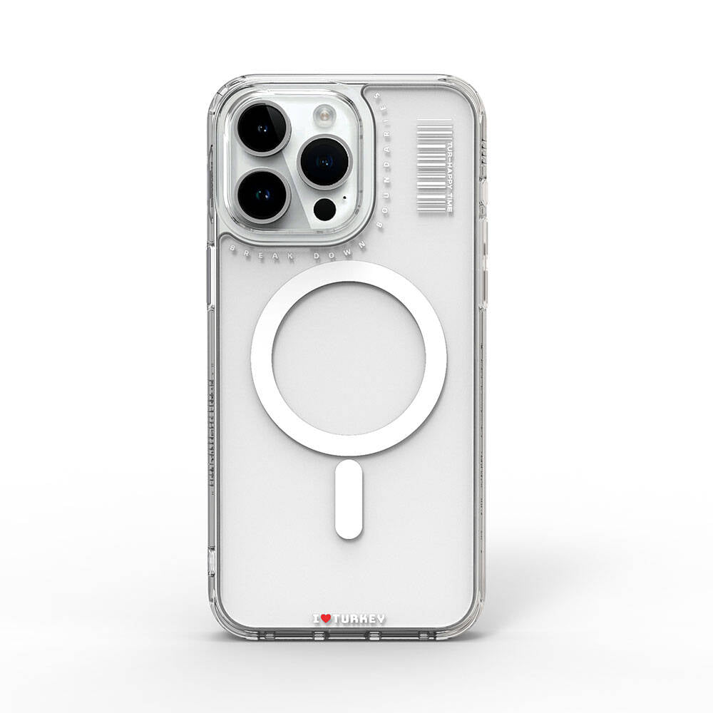 Apple iPhone 15 Pro Max Kılıf M-safe Şarj Özellikli Şeffaf Transparan Wiwu Turkey D Serisi Kapak Renksiz