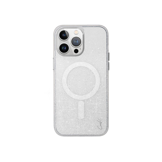 Apple iPhone 15 Pro Max Kılıf M-safe Şarj Özellikli Simli Arka Yüzey Coehl Lumino Kapak Mavi