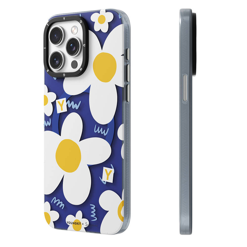 Apple iPhone 15 Pro Max Kılıf M-safe Şarj Özellikli Sunshine Tasarımlı Youngkit Spring Breeze Serisi Kapak Beyaz
