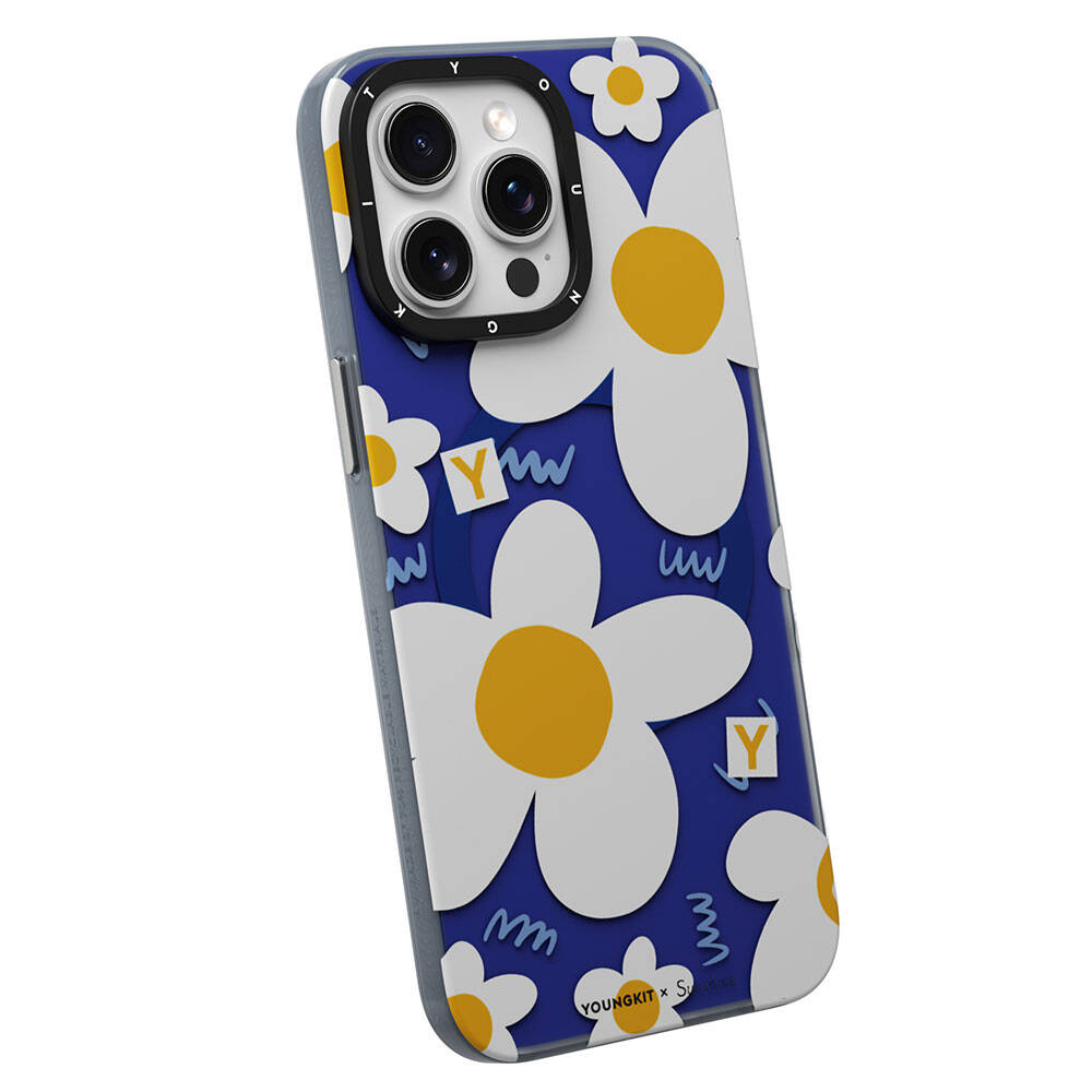 Apple iPhone 15 Pro Max Kılıf M-safe Şarj Özellikli Sunshine Tasarımlı Youngkit Spring Breeze Serisi Kapak Beyaz