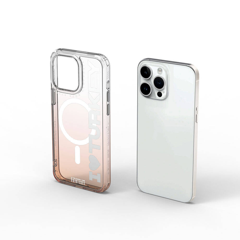 Apple iPhone 15 Pro Max Kılıf M-safe Şarj Özellikli Transparan Renk Geçişli Wiwu Turkey C Serisi Kapak Yeşil