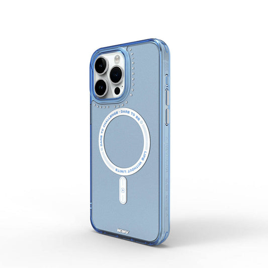 Apple iPhone 15 Pro Max Kılıf M-safe Şarj Özellikli Wiwu Basic Color J Serisi Kapak Mavi