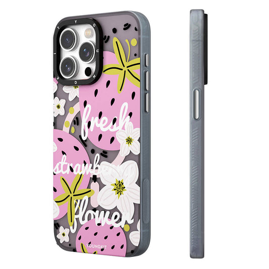 Apple iPhone 15 Pro Max Kılıf M-safe Şarj Özellikli Yaz Meyvesi Desenli Youngkit Fruity Flavour Serisi Kapak Pembe