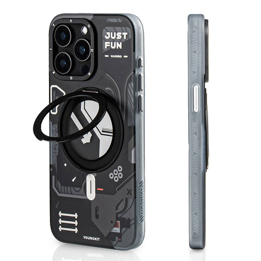 Apple iPhone 15 Pro Max Kılıf M-safe Şarj Özellikli Youngkit 360° Standlı Starship Serisi Kapak