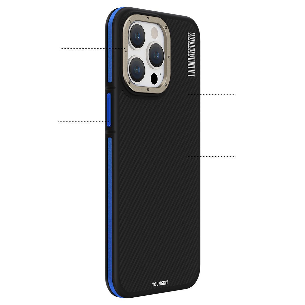 Apple iPhone 15 Pro Max Kılıf M-safe Şarj Özellikli YoungKit 600D Kevlar Kapak Kırmızı