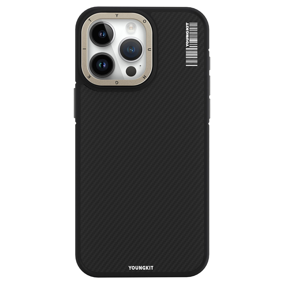 Apple iPhone 15 Pro Max Kılıf M-safe Şarj Özellikli YoungKit 600D Kevlar Kapak Siyah