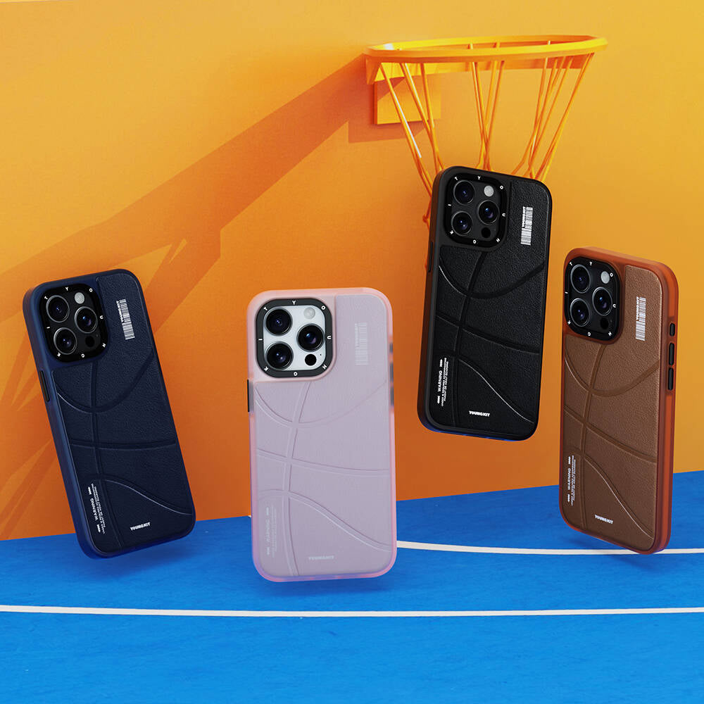 Apple iPhone 15 Pro Max Kılıf M-safe Şarj Özellikli Youngkit Backboard Serisi Leather Kapak Pembe