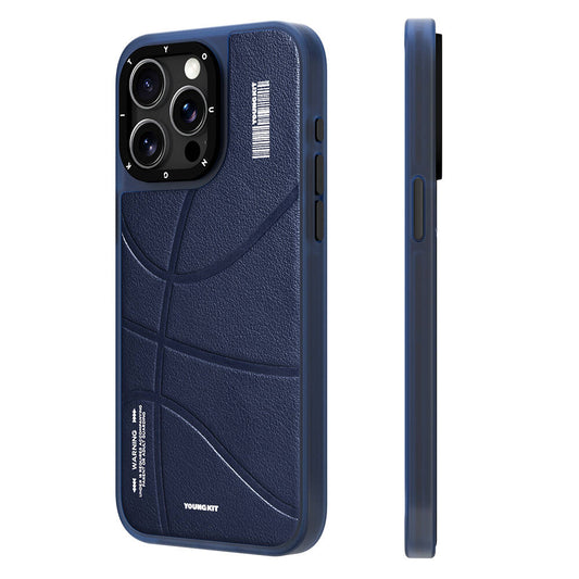 Apple iPhone 15 Pro Max Kılıf M-safe Şarj Özellikli Youngkit Backboard Serisi Leather Kapak Mavi