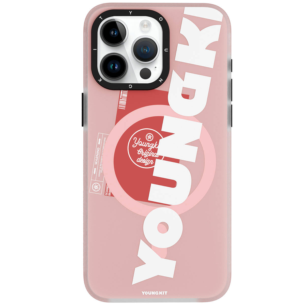 Apple iPhone 15 Pro Max Kılıf M-safe Şarj Özellikli Youngkit Binfen Serisi Yazı Temalı Kapak Yeşil