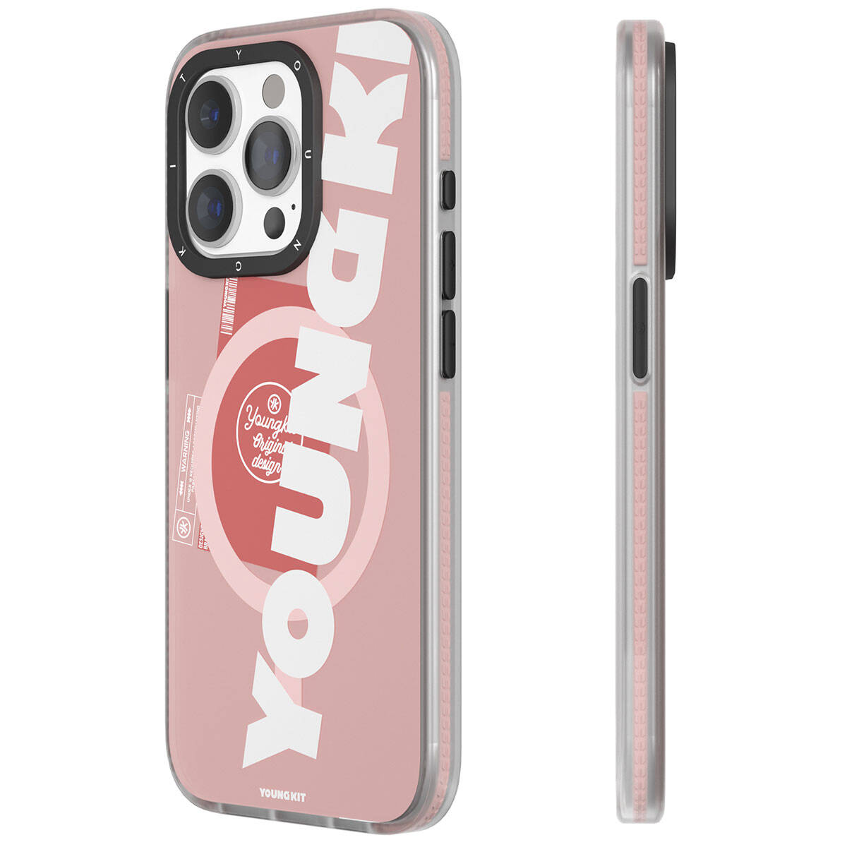 Apple iPhone 15 Pro Max Kılıf M-safe Şarj Özellikli Youngkit Binfen Serisi Yazı Temalı Kapak Pembe