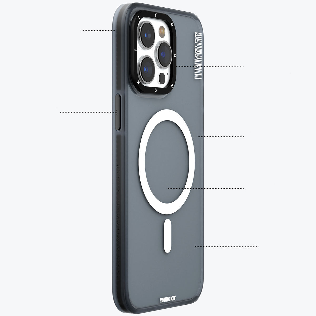 Apple iPhone 15 Pro Max Kılıf M-safe Şarj Özellikli Youngkit Colored Sand Serisi Kapak Pembe