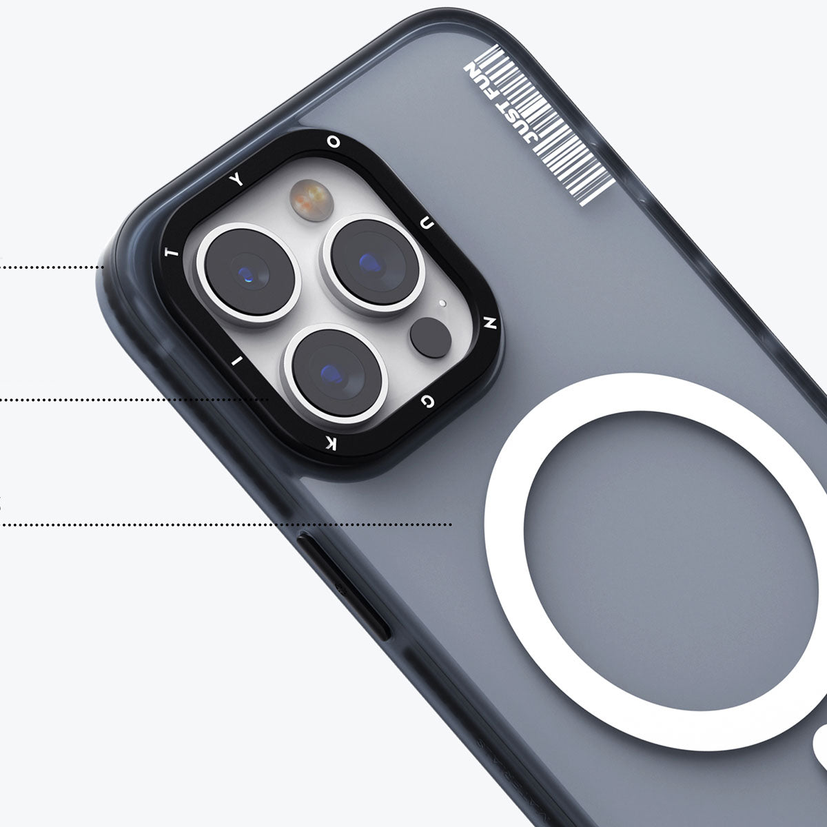 Apple iPhone 15 Pro Max Kılıf M-safe Şarj Özellikli Youngkit Colored Sand Serisi Kapak Siyah