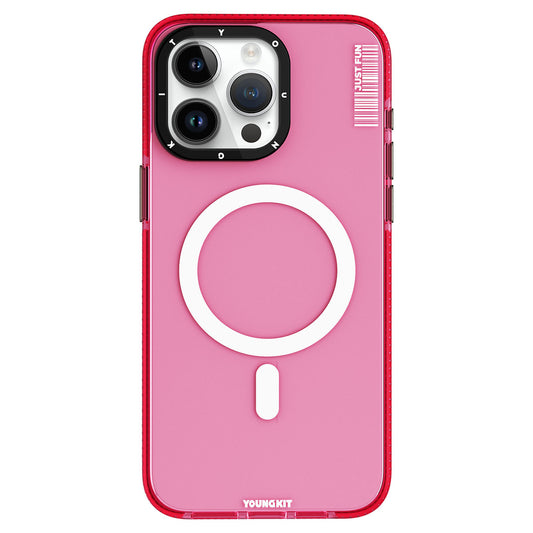 Apple iPhone 15 Pro Max Kılıf M-safe Şarj Özellikli YoungKit Crystal Color Serisi Kapak Beyaz