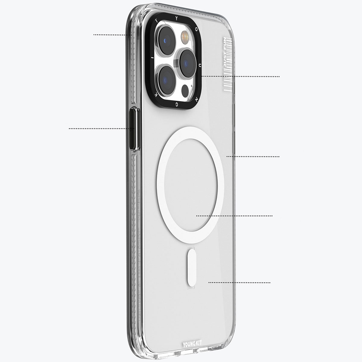 Apple iPhone 15 Pro Max Kılıf M-safe Şarj Özellikli YoungKit Crystal Color Serisi Kapak Siyah