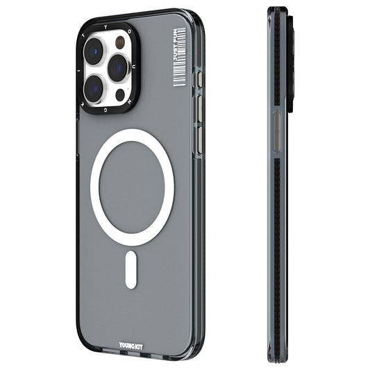 Apple iPhone 15 Pro Max Kılıf M-safe Şarj Özellikli YoungKit Crystal Color Serisi Kapak Siyah