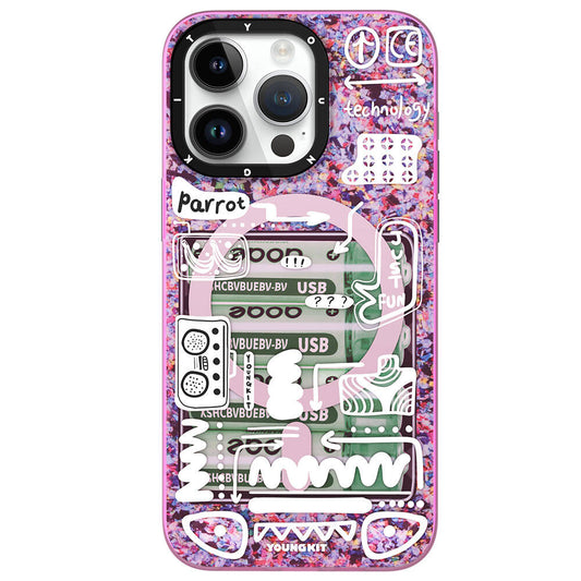 Apple iPhone 15 Pro Max Kılıf M-safe Şarj Özellikli Youngkit Dark Matter Serisi Kapak Pembe