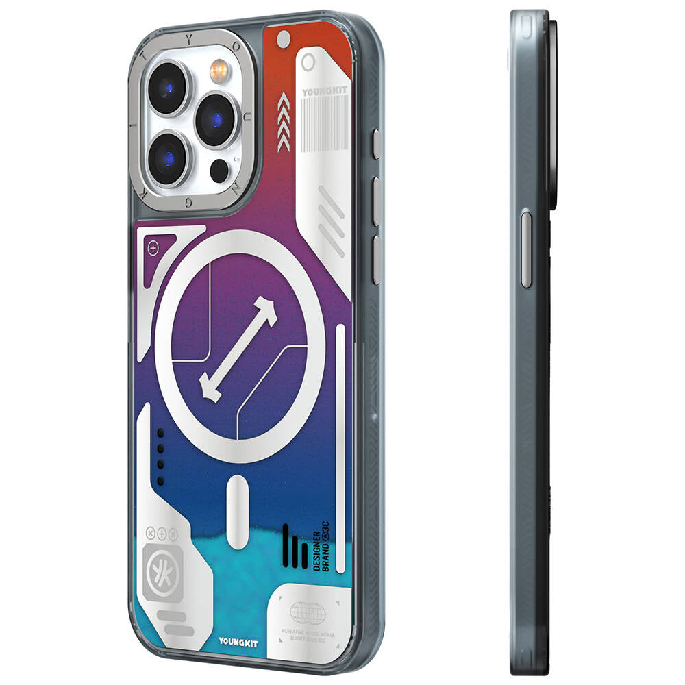 Apple iPhone 15 Pro Max Kılıf M-safe Şarj Özellikli YoungKit Galaxy Serisi Kapak Yeşil