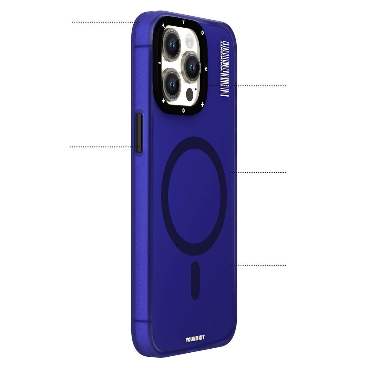 Apple iPhone 15 Pro Max Kılıf M-safe Şarj Özellikli Youngkit Hidden Sand Serisi Kapak Gri