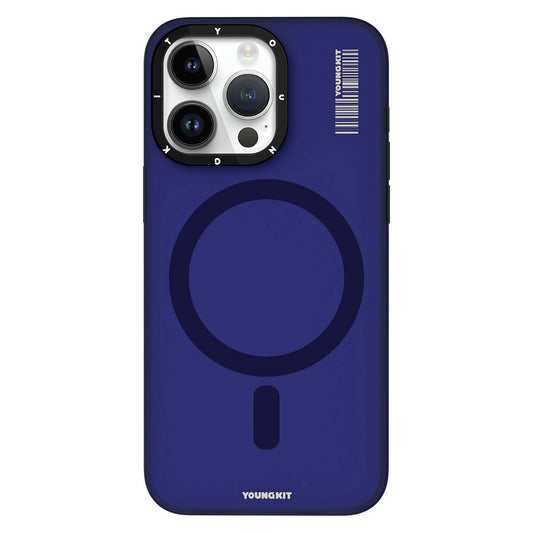 Apple iPhone 15 Pro Max Kılıf M-safe Şarj Özellikli Youngkit Hidden Sand Serisi Kapak Mavi