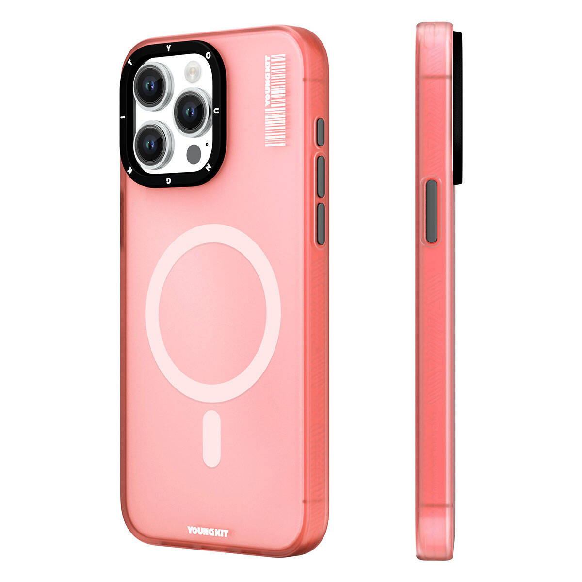 Apple iPhone 15 Pro Max Kılıf M-safe Şarj Özellikli Youngkit Hidden Sand Serisi Kapak Pembe