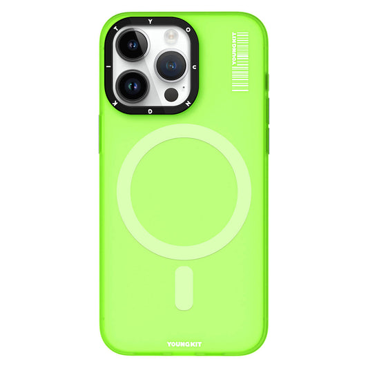 Apple iPhone 15 Pro Max Kılıf M-safe Şarj Özellikli Youngkit Hidden Sand Serisi Kapak Yeşil