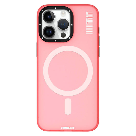 Apple iPhone 15 Pro Max Kılıf M-safe Şarj Özellikli Youngkit Hidden Sand Serisi Kapak Pembe