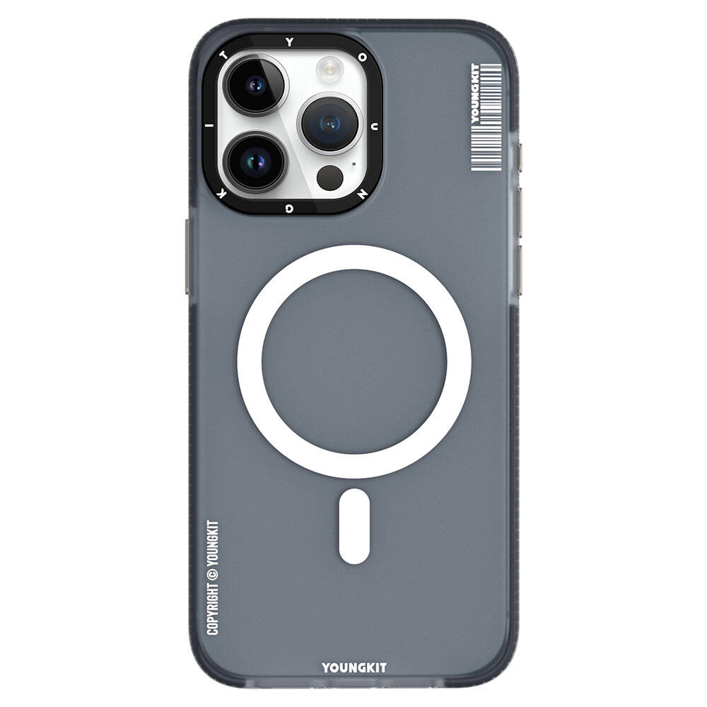 Apple iPhone 15 Pro Max Kılıf M-safe Şarj Özellikli Youngkit Jiansha Serisi Kapak Siyah