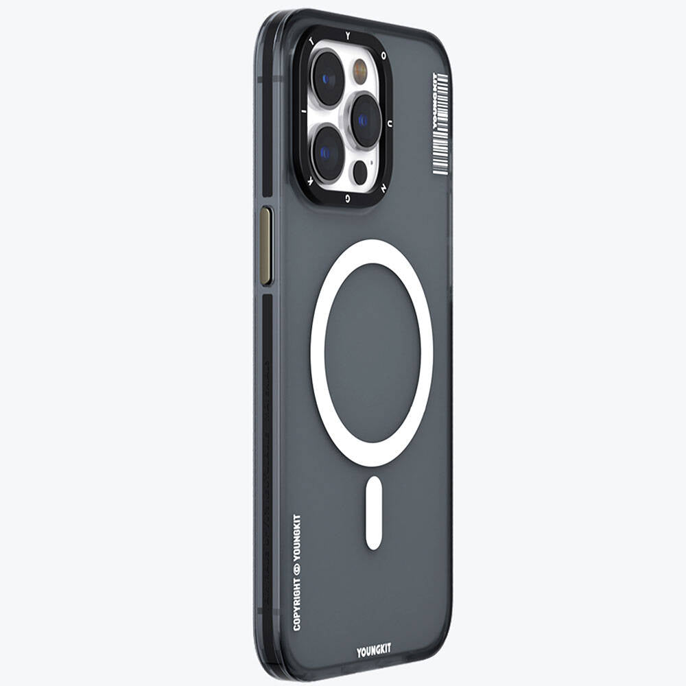 Apple iPhone 15 Pro Max Kılıf M-safe Şarj Özellikli Youngkit Jiansha Serisi Kapak Siyah